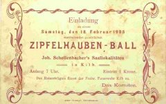 Ballkarte für Zipfelhauben-Ball am 18.02.1905