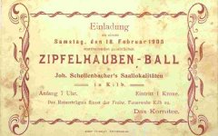 Ballkarte für Zipfelhauben-Ball am 18.02.1905