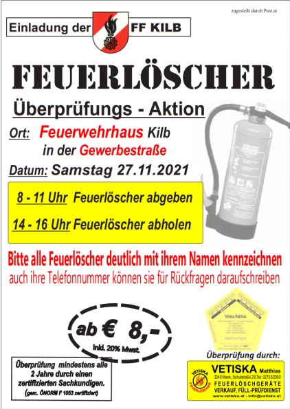 FEUERLÖSCHERÜBERPRÜFUNG am Sa. den 27.11.